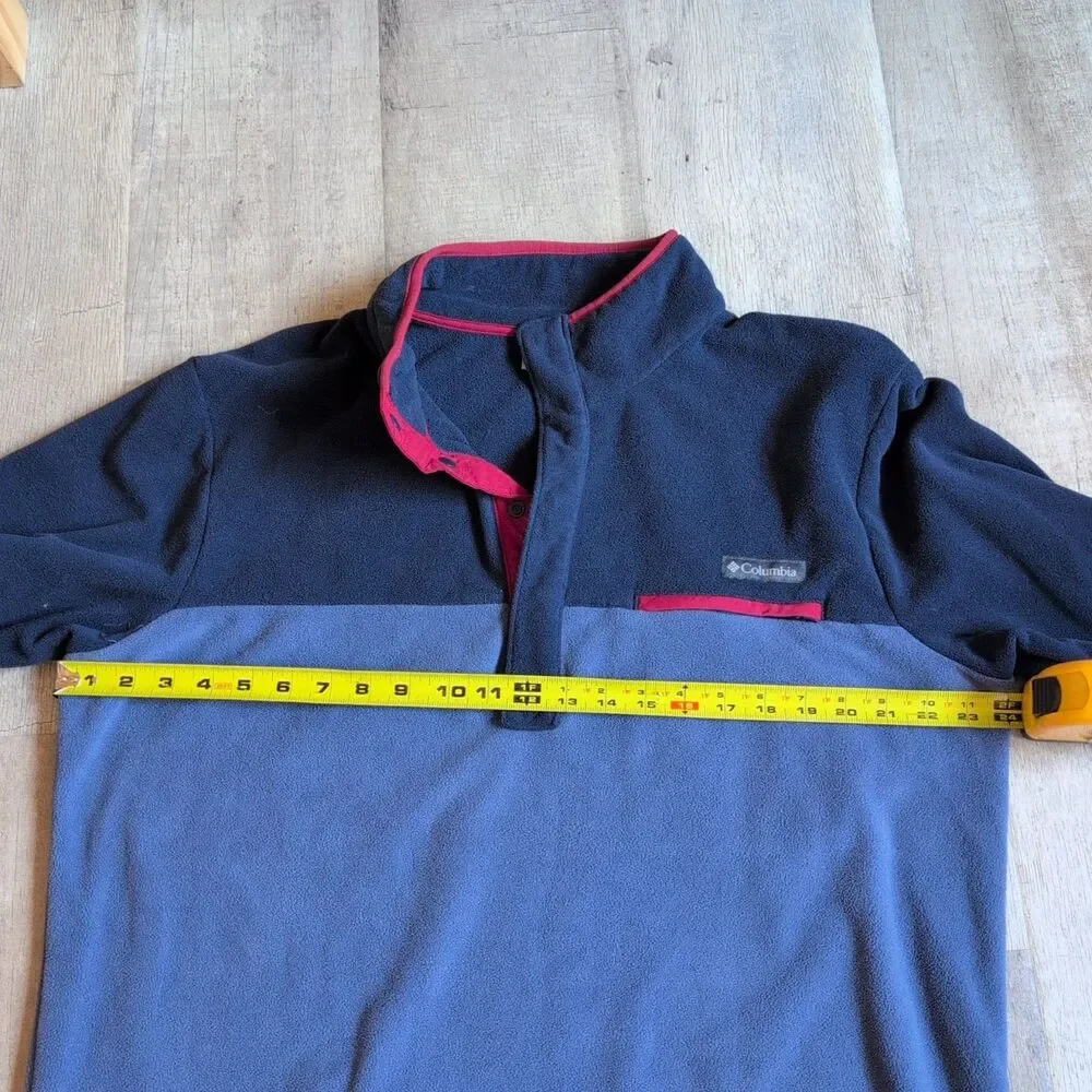 Columbia Sweatshirt Mens L Medium Blue Mountain Side Fleece 1/2 Snap Long Sleeve